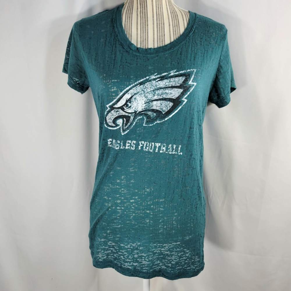 NFL Team Apparel Women's Green Burnout Philadelphia Eagles Cap Sleeve Top XLarge